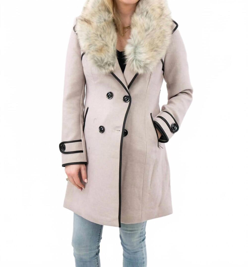 NEW COALITION LA vegan wool classic style coat in cream
